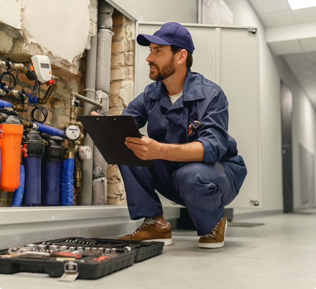 Employee looking at meter