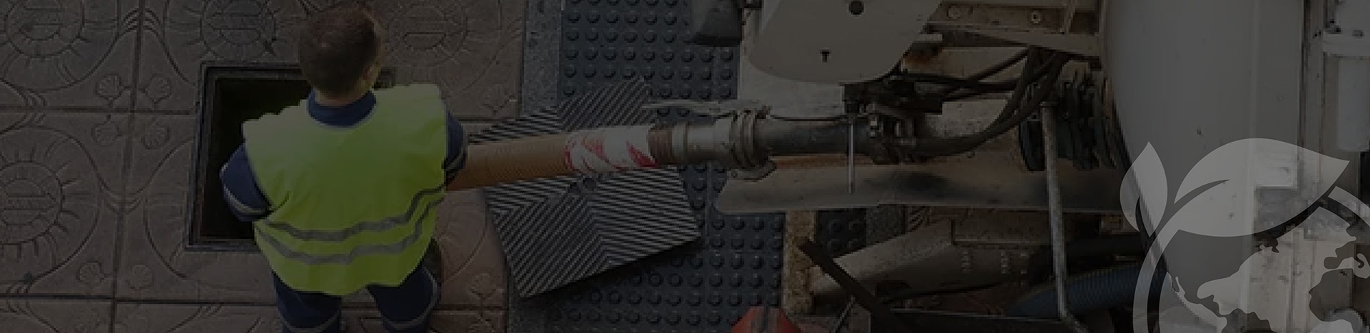 Sewer jetting banner desk